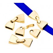 Metal clip / fold over clasp for flat 10mm leather / cord Gold